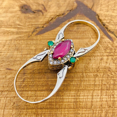 Reversible Ruby Emerald Stone Ring - TryAladdin