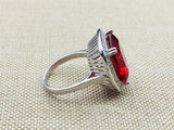 Ruby Stone Ladies Silver Ring - TryAladdin