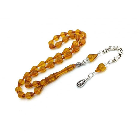 Selderesi | Yellow Drop Cut Fire Amber Tasbih - TryAladdin