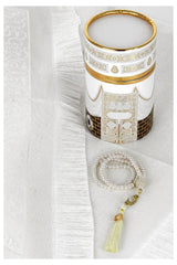 Special Cylinder Boxed Prayer Rug Set White - TryAladdin