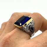 Square Blue Sapphire Stone Ring - TryAladdin