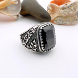 Square Design Leaf Patterned Silver Ring - TryAladdin