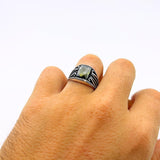 Square Yellow Amber Silver Ring - TryAladdin