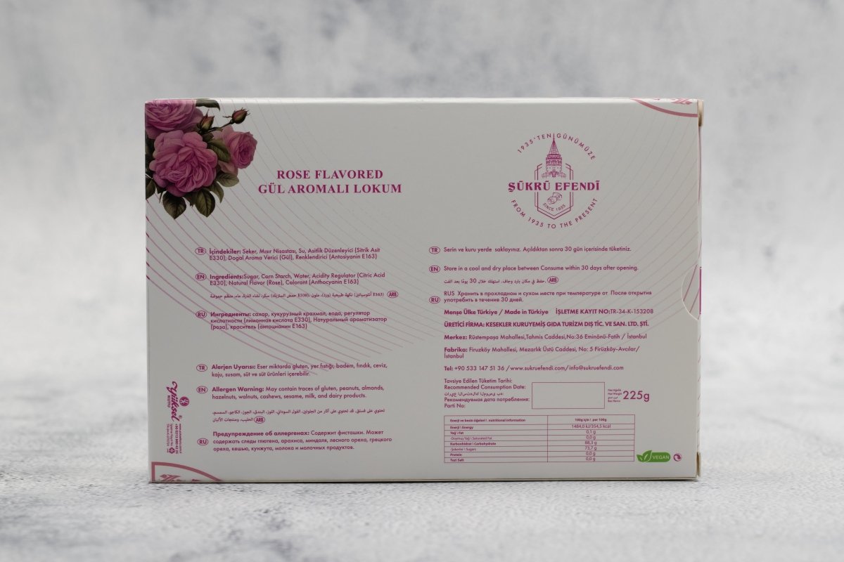 Sukru Efendi 1935 | Turkish Delight Rectangular Box Rose Flavored - TryAladdin