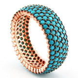 Taki | Ladies Silver Ring with Five Row Turquoise Stones - TryAladdin