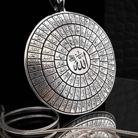 Taki | Silver Asma Husna Prayer Islamic Motivated Women Men Necklace with Chain - TryAladdin