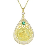 Taki | Silver Tugra Islamic Motivated Necklace Gold Plated with Stone Chain - TryAladdin