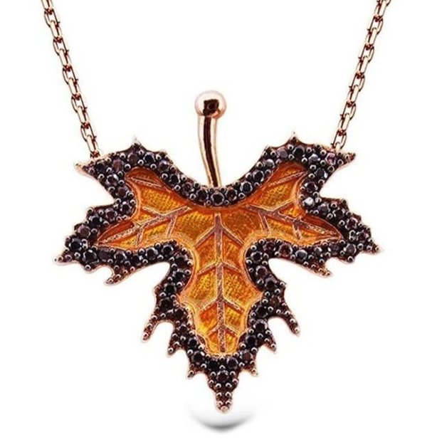 Taki | Sycamore Leaf Women's Silver Leaf Necklace with Sycamore Leaf Stone - TryAladdin