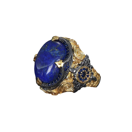 Tesbihevim | Men's Silver Ring with Lapis Lazuli Stone - TryAladdin