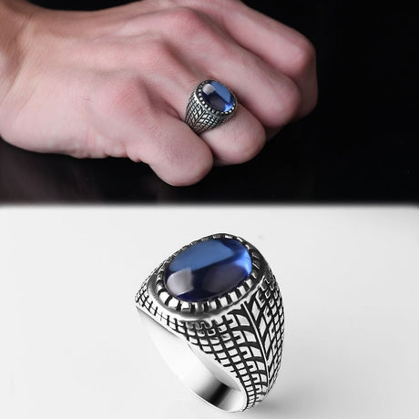 Tesbihevim | Men's Silver Ring with Zircon Stone - TryAladdin