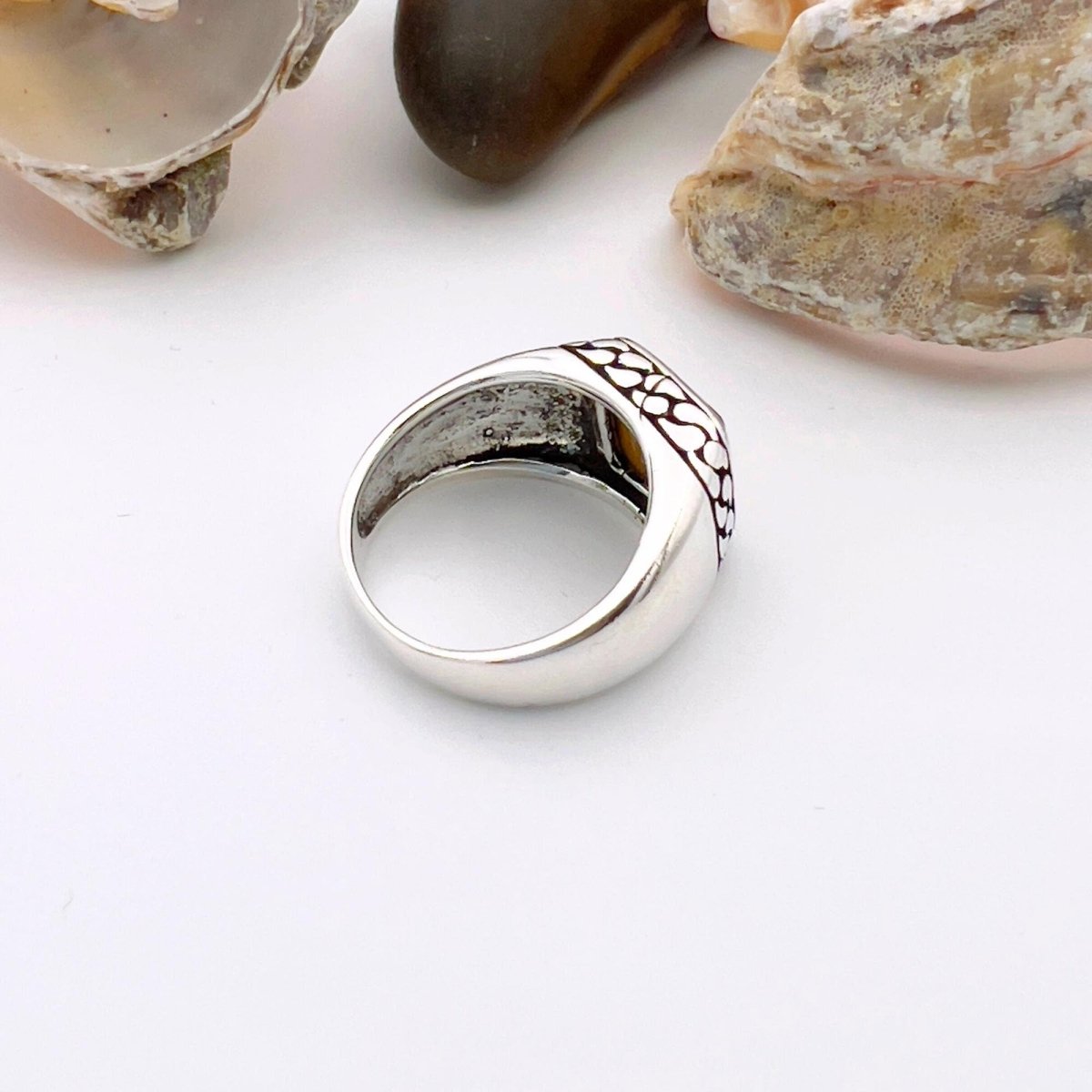 Tiger's Eye Squared Stone Ring Men - TryAladdin