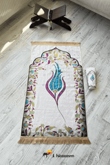 Tulip Marbled Prayer Rug with Bag (Blue) - TryAladdin