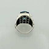 Turkish Handmade Men's Aquamarine Oval Ring - TryAladdin