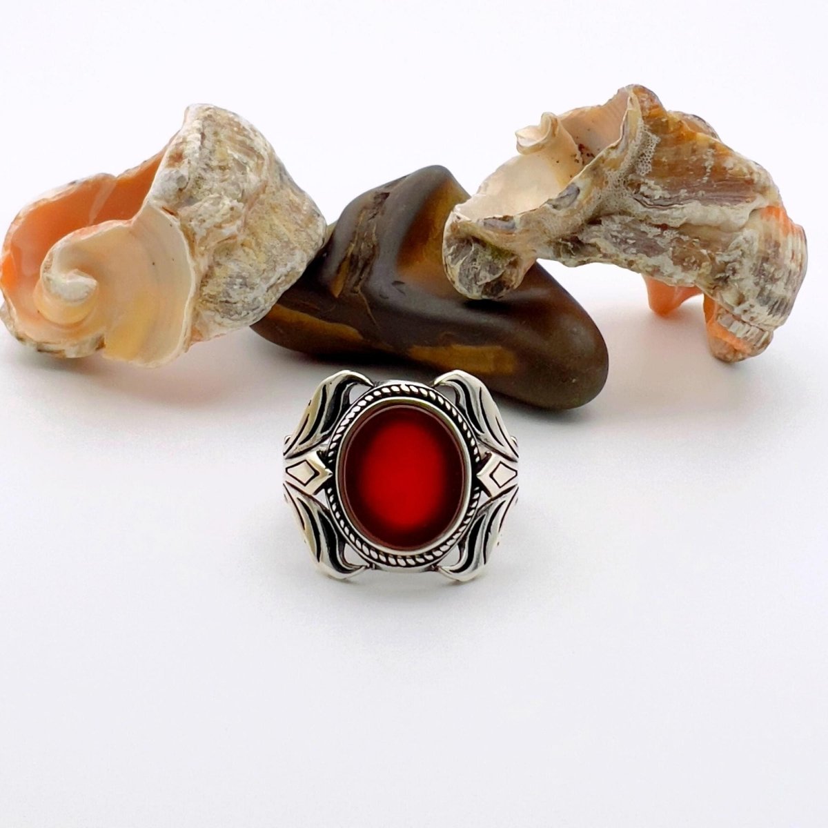 Turkish Handmade Red Agate Stone Ring - TryAladdin