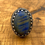 Unique Men's Lapis Lazuli Stone Silver Ring - TryAladdin