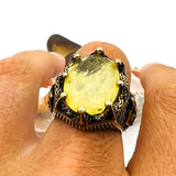 Yellow Tourmaline Oval Stone Men's Ring - TryAladdin