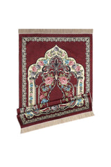 Bursa Ipek | Burgundy Velvet Carpet Prayer Rug - TryAladdin