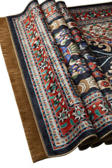 Bursa Ipek | Dark Navy Blue Velvet Carpet Prayer Rug - TryAladdin