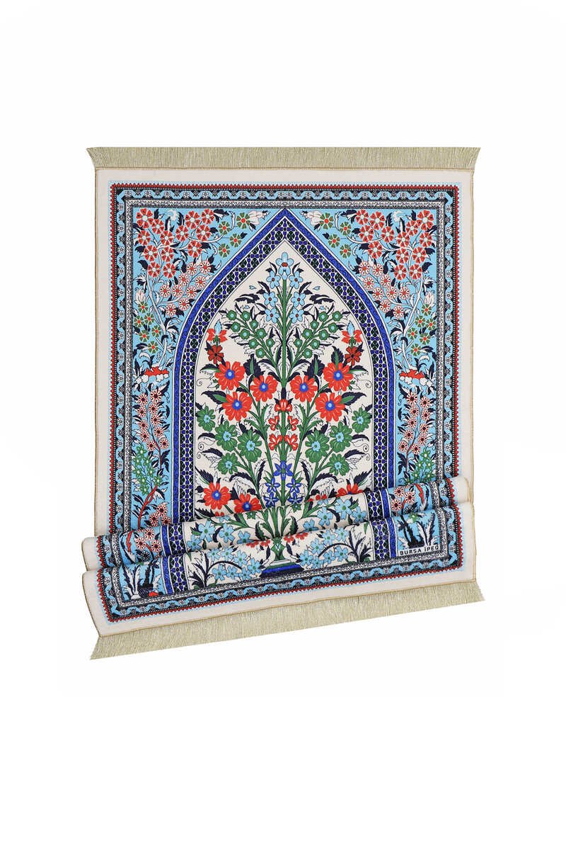 Bursa Ipek | Ecru Bamboo Carpet Prayer Rug - TryAladdin