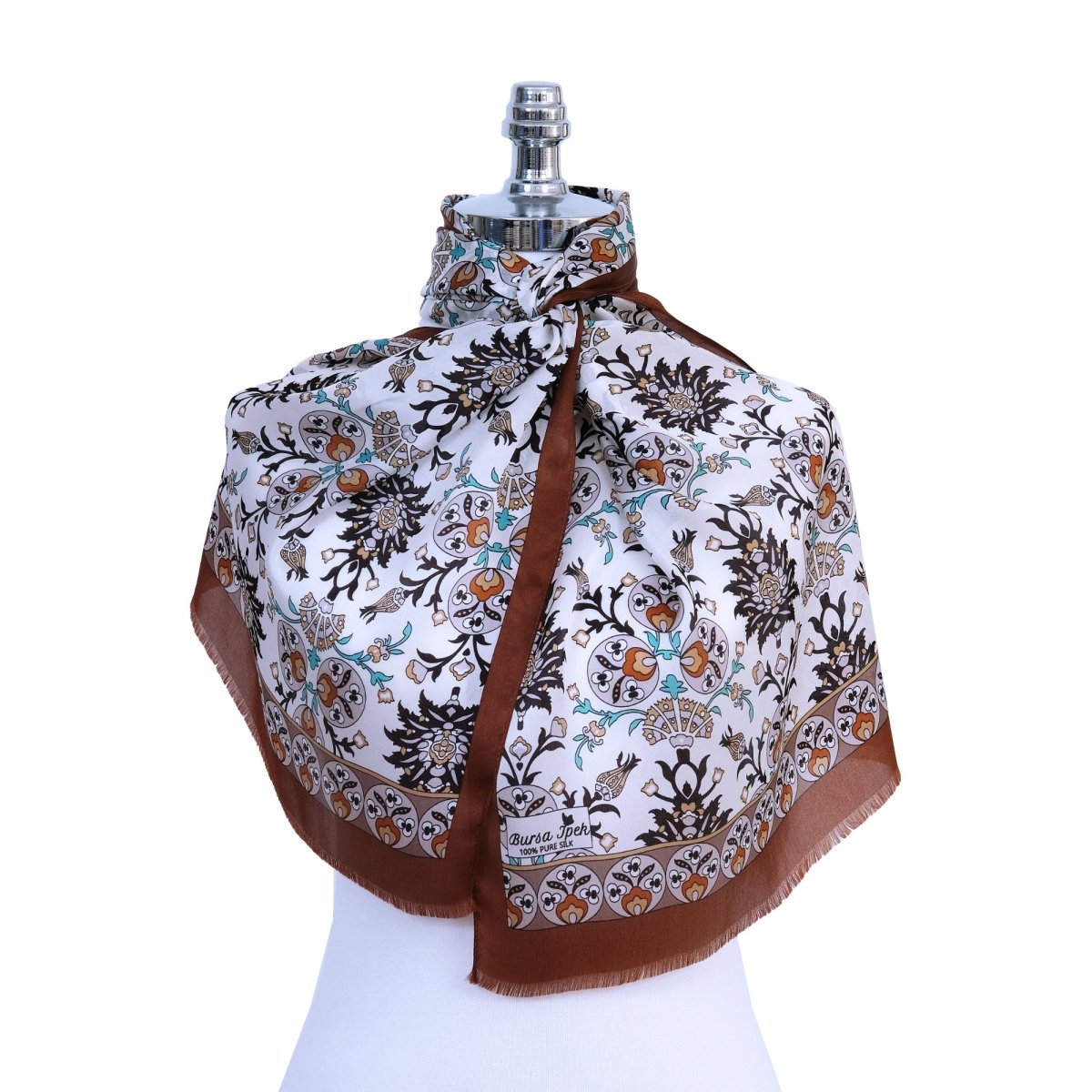 Cintemani Breathable Silk Scarf in Shiny Brown and Vibrant Orange - TryAladdin