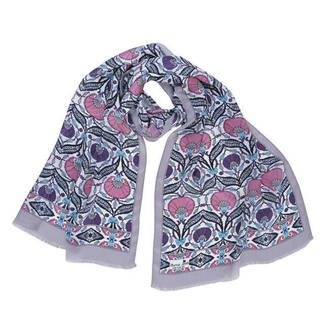 Karanfil Elegant Silk Scarf in Cream & Ash Gray - TryAladdin