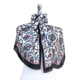 Lale Elegant Silk Scarf in White, Black & Orange - TryAladdin