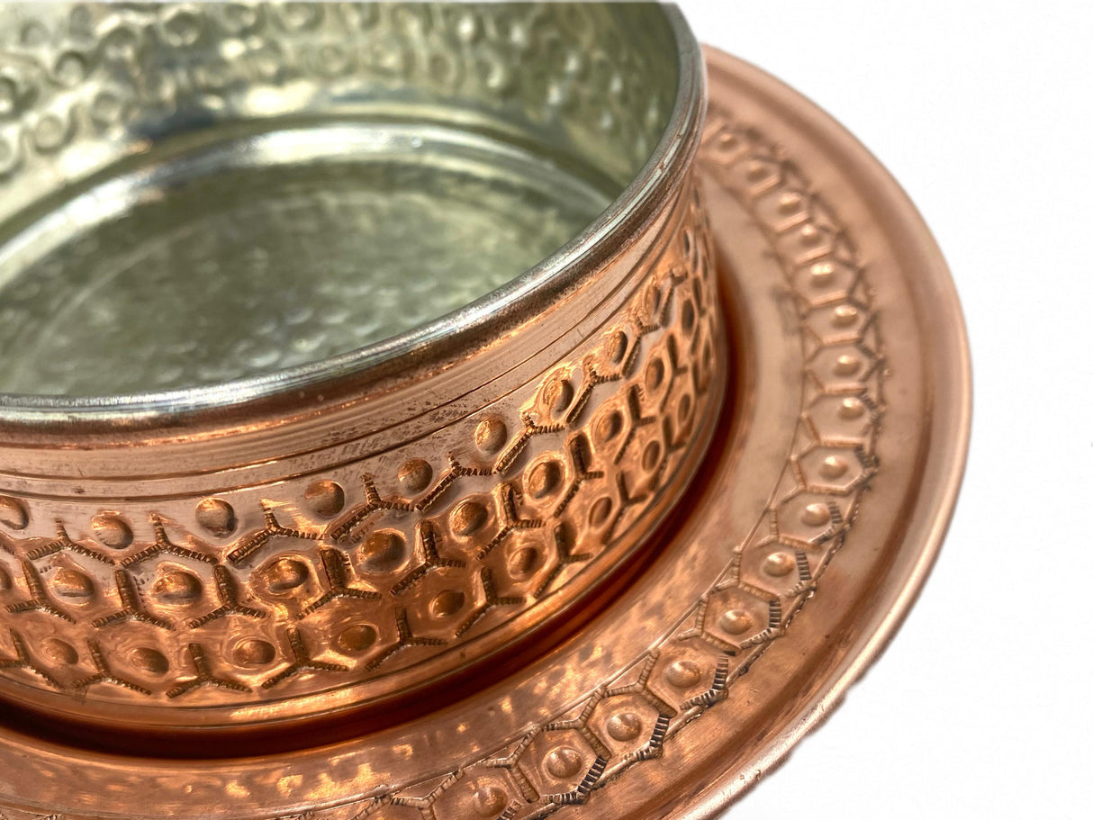 Lavina | Copper Soup & Asure Bowl and Plate - TryAladdin