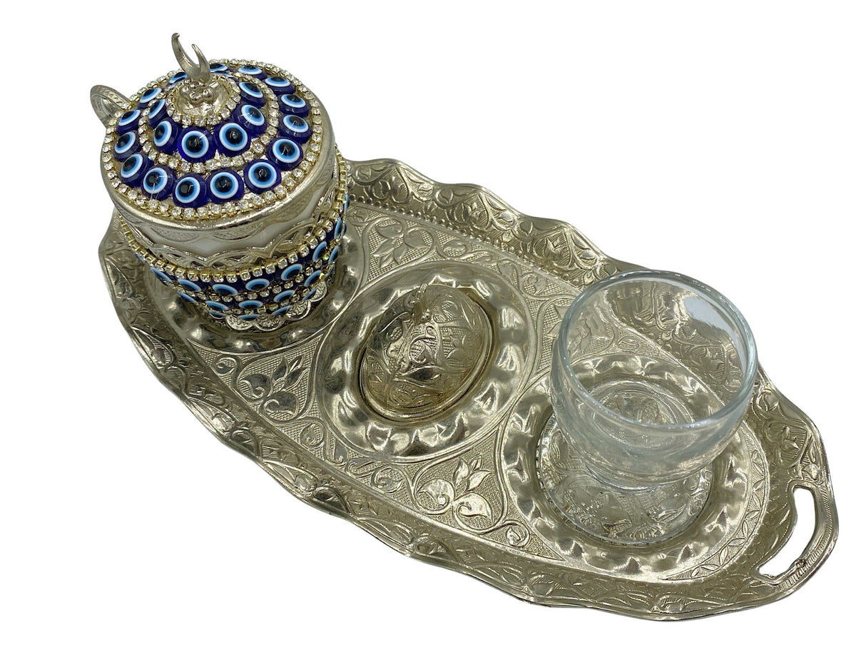 Lavina | Turkish Coffee Cup Set With Nazar Bead Design - TryAladdin