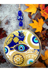 Blue Embroidered With Yellow Motif Wall Ornament - TryAladdin