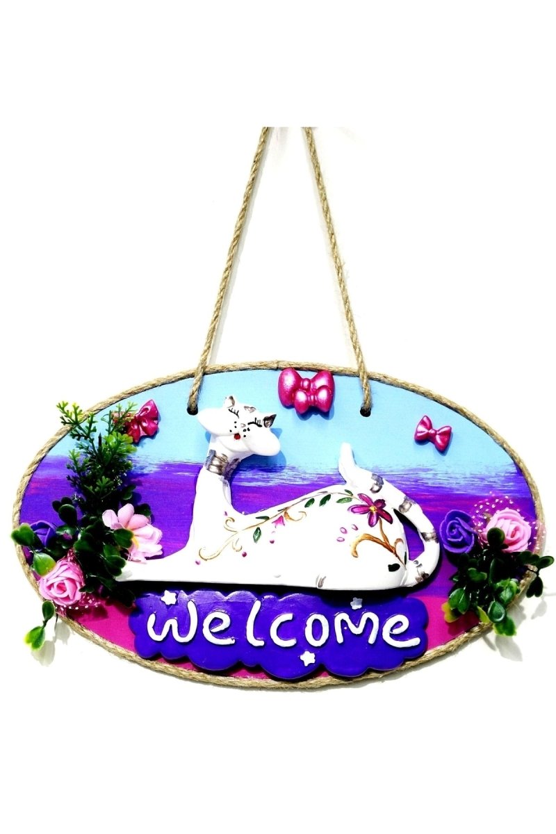 Cat Figured Welcome Printed Handmade Door Ornament - TryAladdin