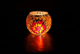 HND Handicraft | Handmade Glass Mosaic Candle Holder, Red and Orange Star - TryAladdin