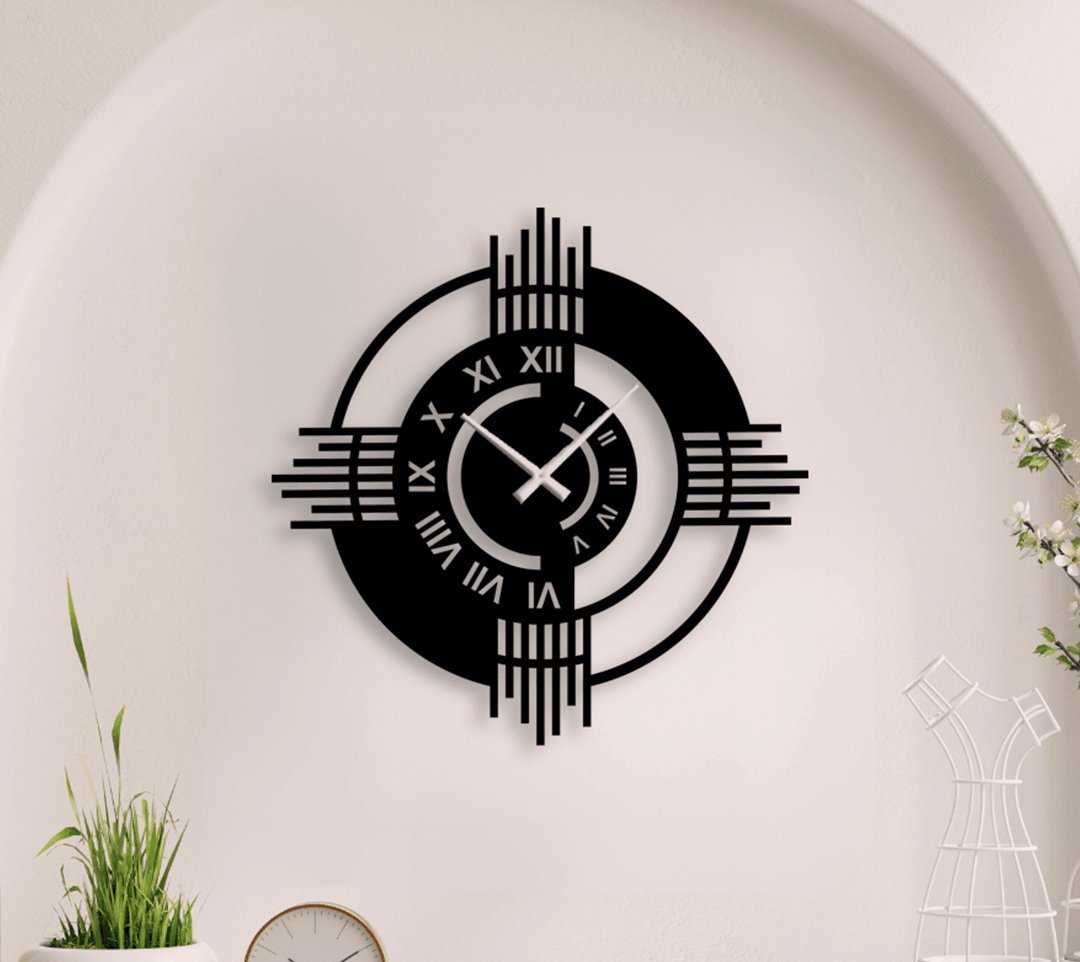 NR Dizayn | Roman Numeral Modern Metal Wall Clock - TryAladdin